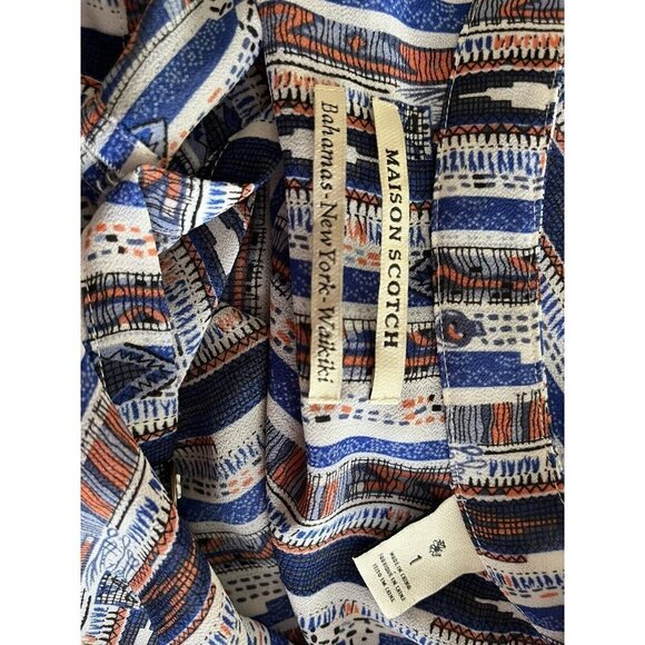 Maison Scotch Soda Womens size 1 Short Draw String Blouson Dress Casual sheer M - Picture 7 of 7